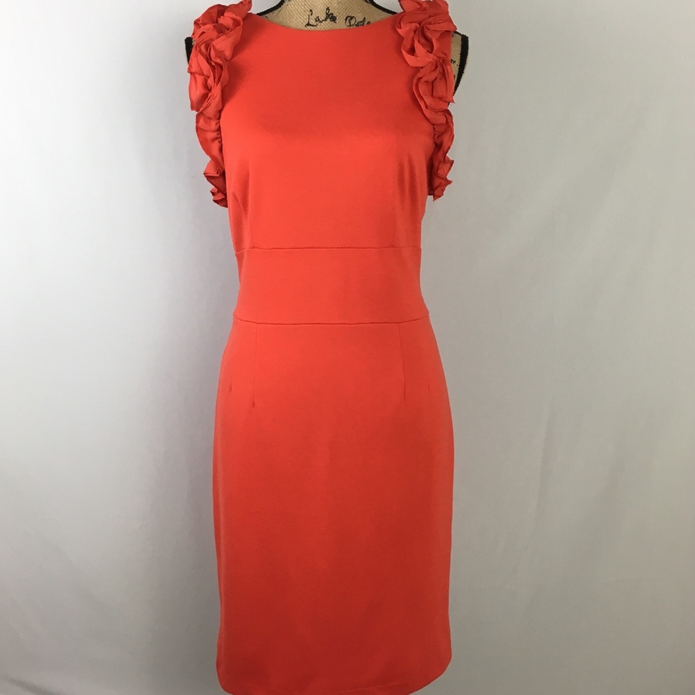 NEW Carmen Marc Valvo Stretch Coral Dress Sz